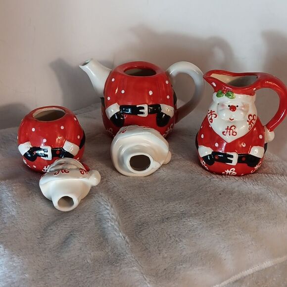 Santa Claus Ho Ho Ho Ceramic 3 Piece Tea Set - Picture 2 of 8